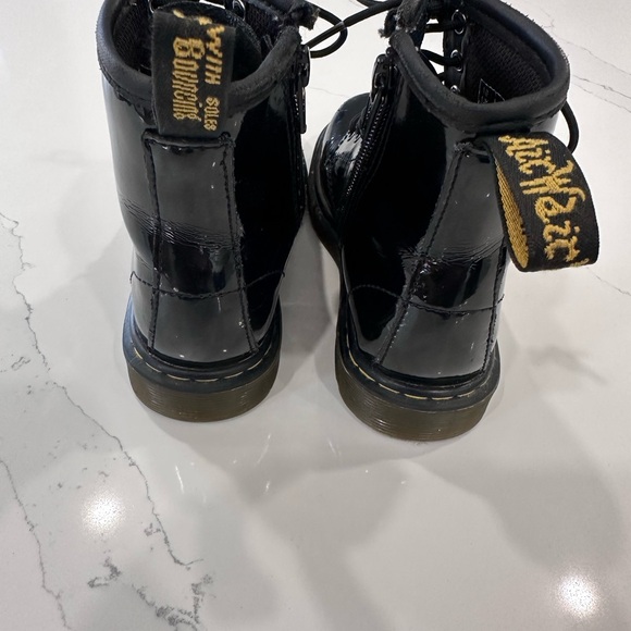 Dr. Martens Girls Black Patent Leather Combat Boots - Picture 3 of 6